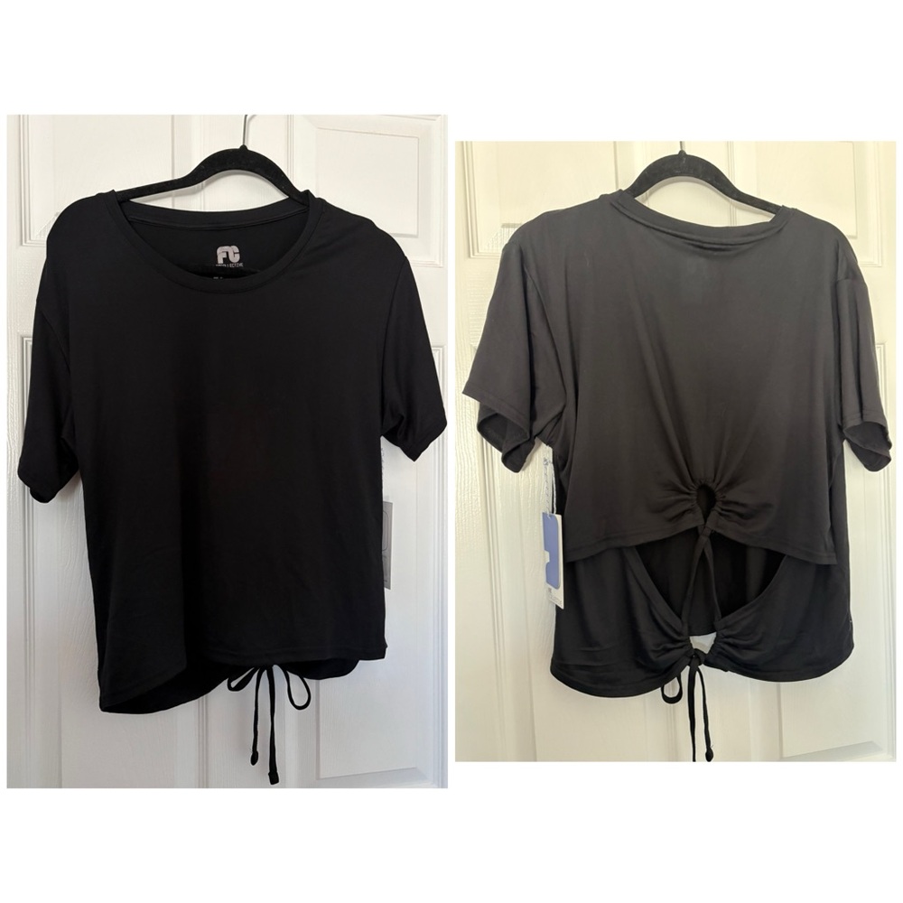 Twist-Back tie Short Sleeve Top — Black